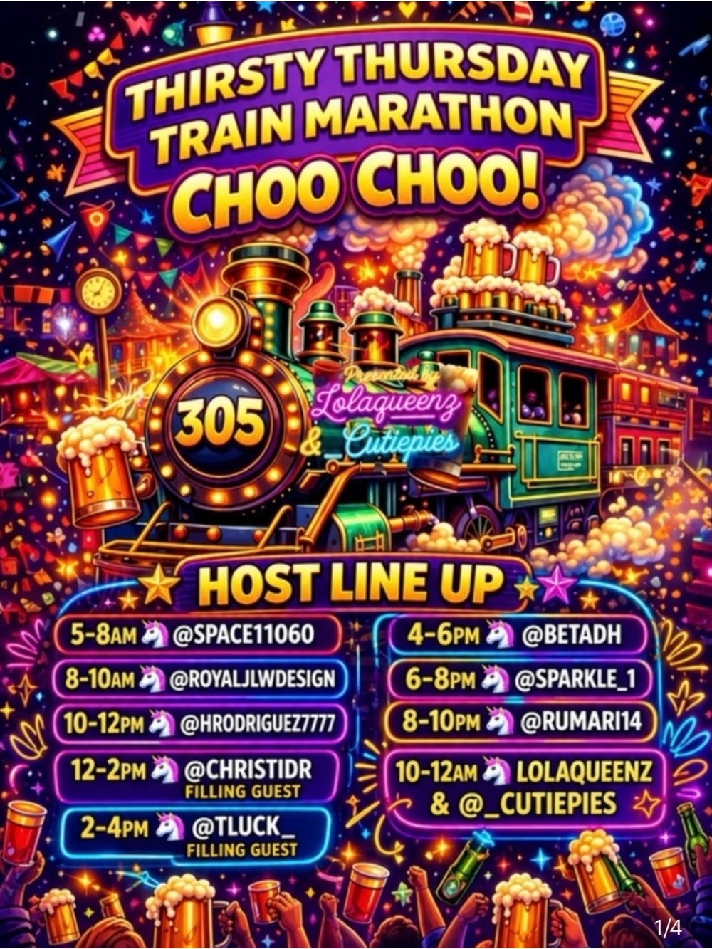 Thirsty Thursday Train Marathon Choo Choo! Party Poster - Multicolor